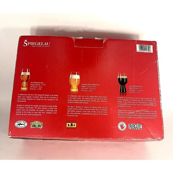 NIB Spiegelau Craft Beer Glasses Tasting Kit Set of 3 IPA Stout Crystal Barware - Picture 2 of 10